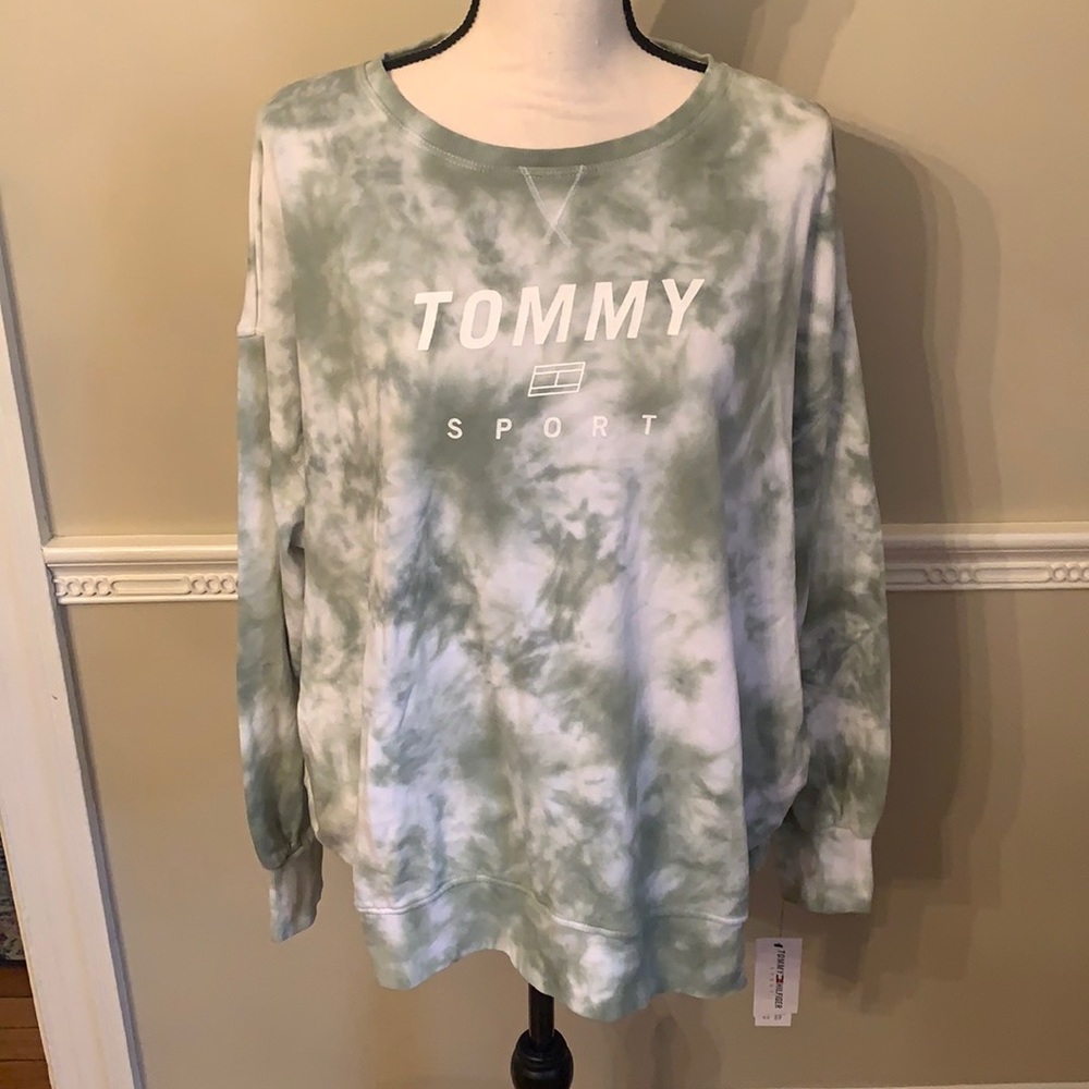 Tommy Hilfiger Sport Green/White Crew Neck. Size XL